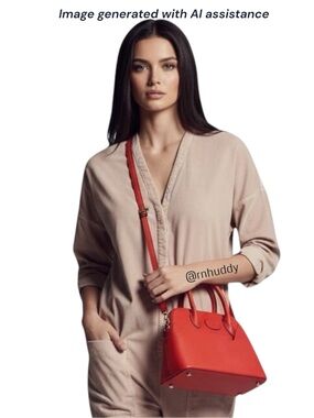 M.I.L.A. red Aubrey dome handbag crossbody leather bag